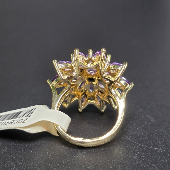 💜 Gold-Filled Amethyst Floral Statement Ring – Size 6 💜 - Picture 4 of 5